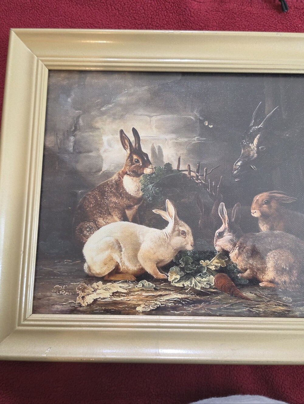 Charming Vintage Framed Rabbit & Hare Art Print